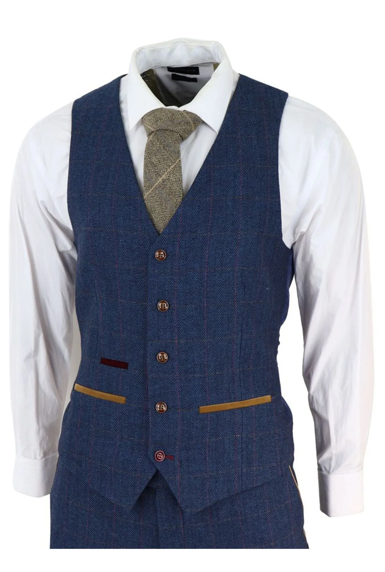 Scott Blue 3-teiliger Tweed-Check-Anzug