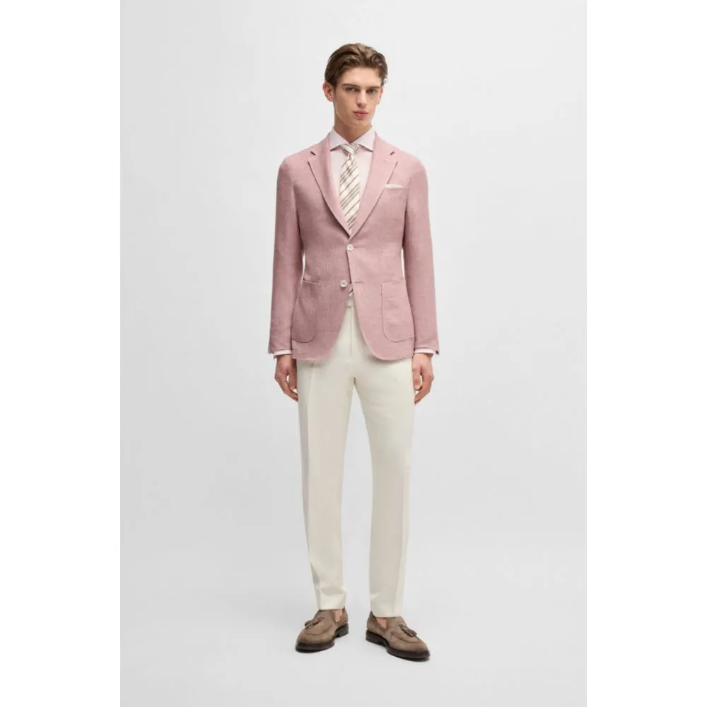 Slim-fit Blazer in Leinen, Wolle, Seide und Stretch