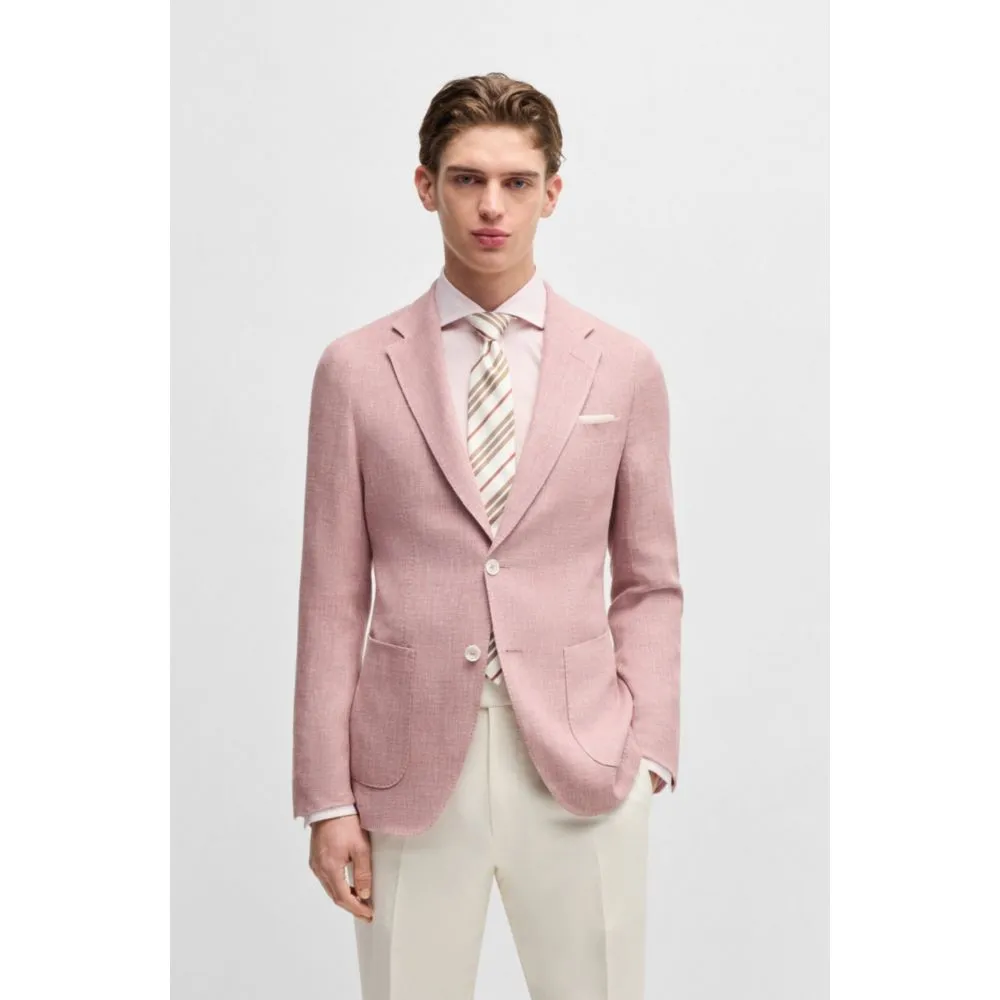 Slim-fit Blazer in Leinen, Wolle, Seide und Stretch