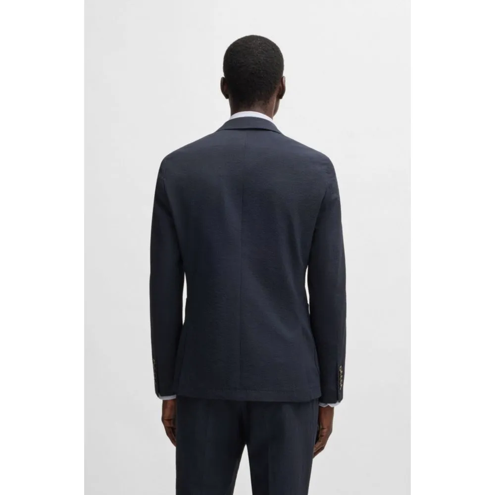 Slim-fit Blazer aus Woll-Seersucker mit Seide