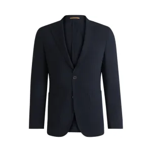 Slim-fit Blazer aus Woll-Seersucker mit Seide