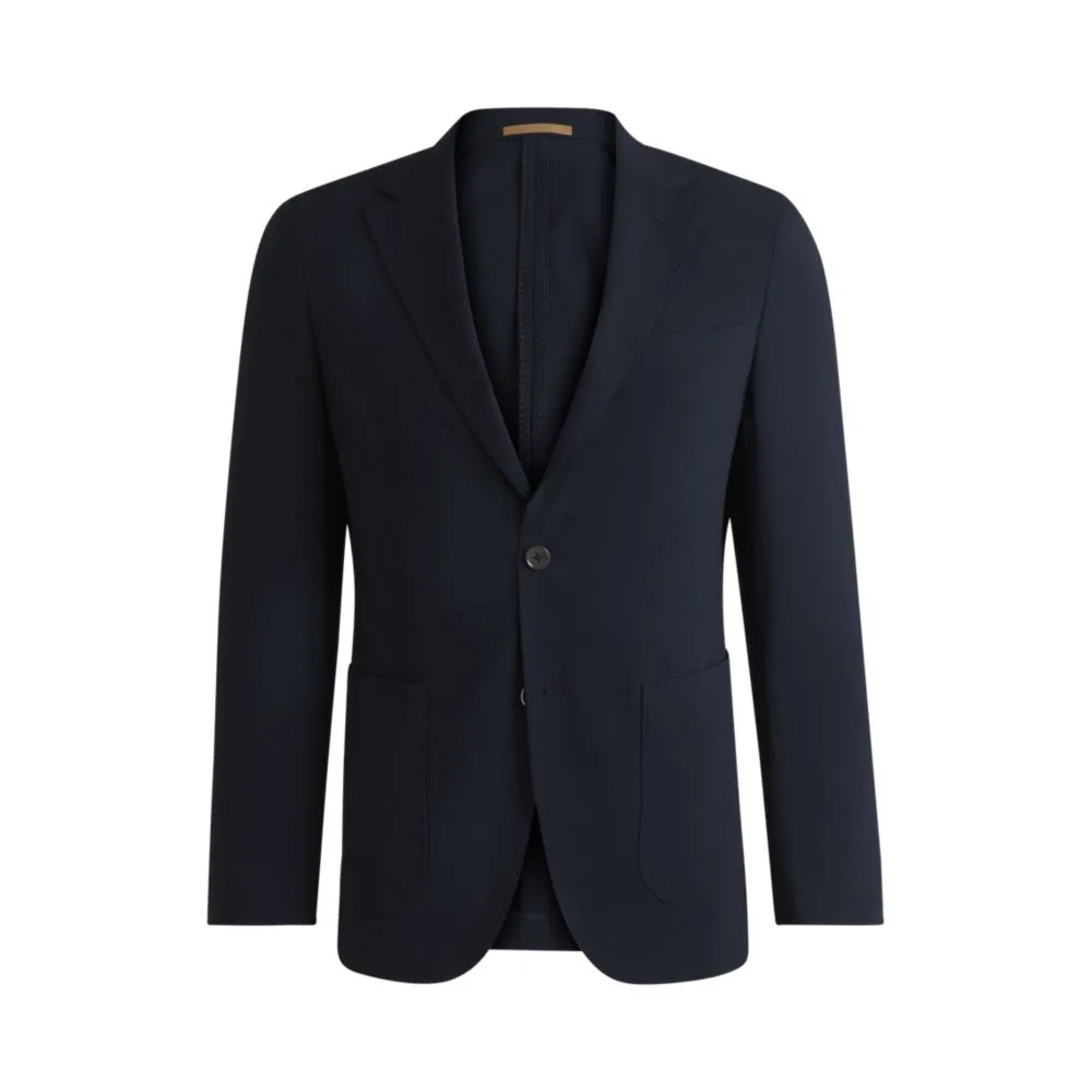 Slim-fit Blazer aus Woll-Seersucker mit Seide