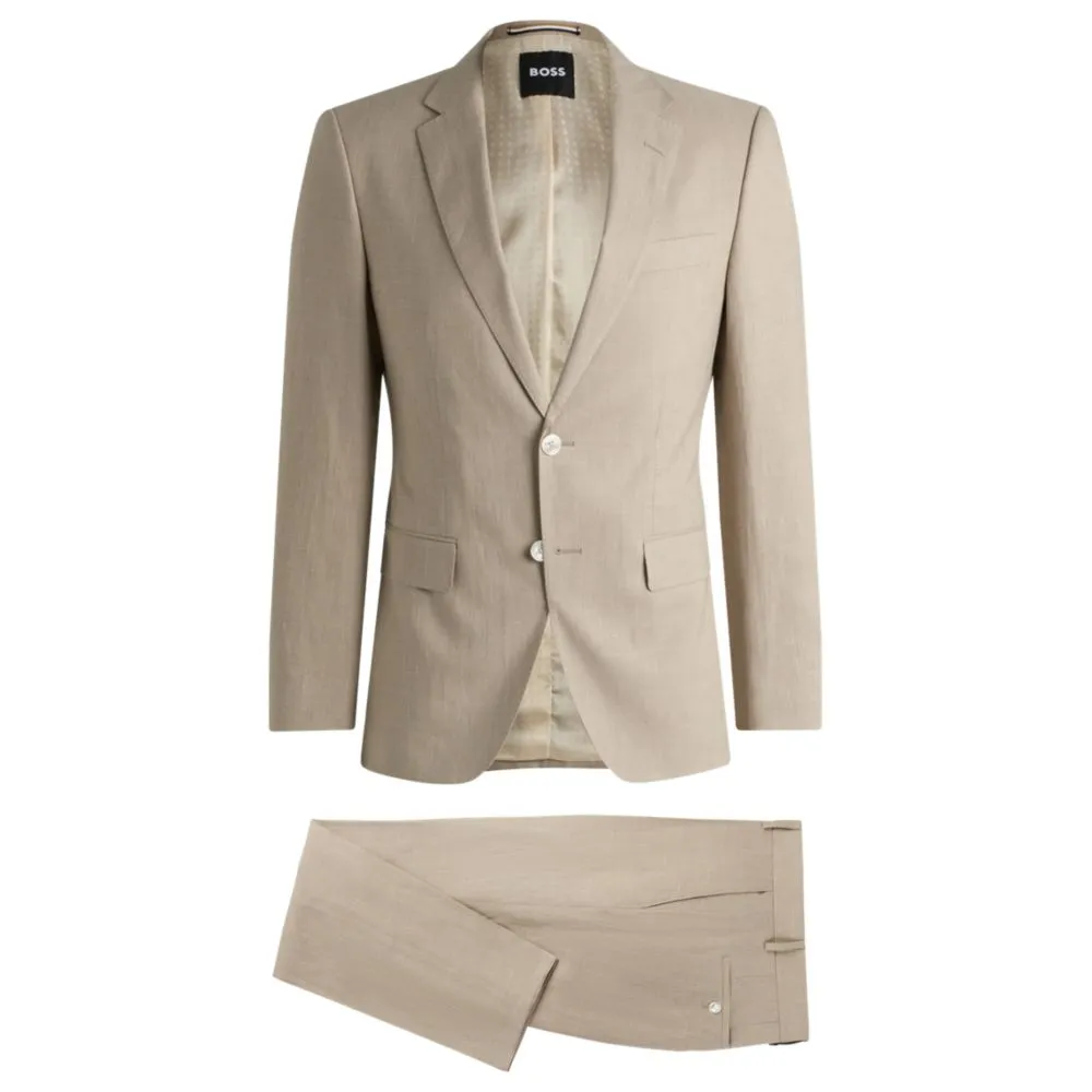 Slim-fit Anzug aus gemusterter Leinen-Mischung