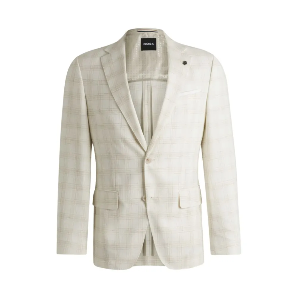 Slim-fit Sakko in kariertem Wollmix