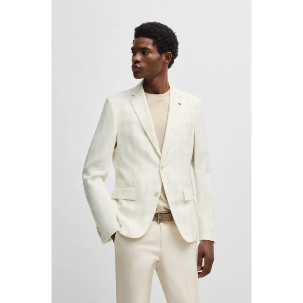 Slim-fit Sakko in kariertem Wollmix