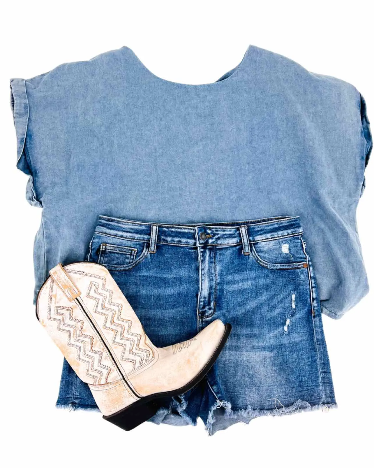 So Me Größe L Denim Bundstoff Tops Top-Kurzarm