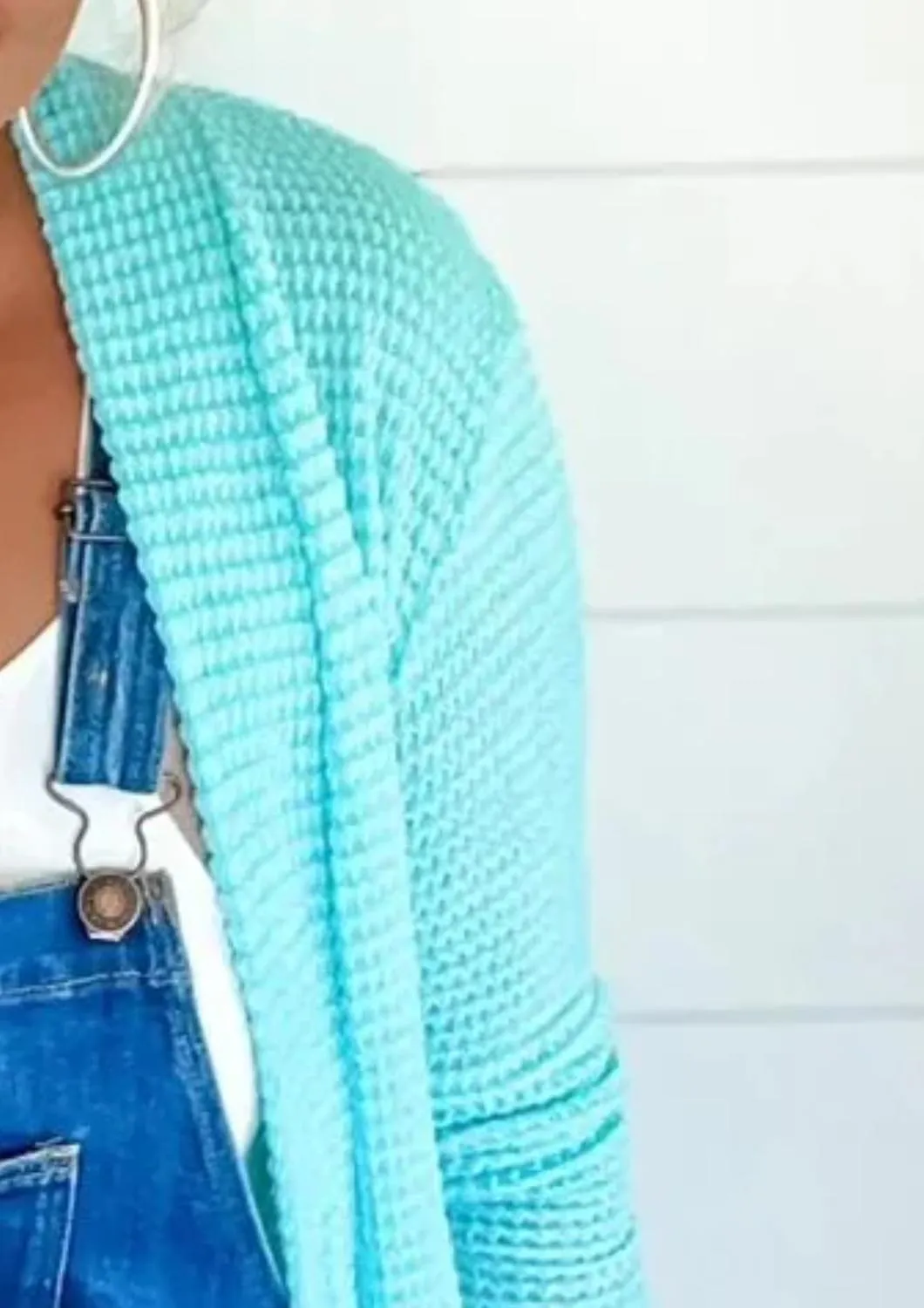 Weicher Popcorn-Cardigan in Petrol
