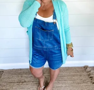 Weicher Popcorn-Cardigan in Petrol