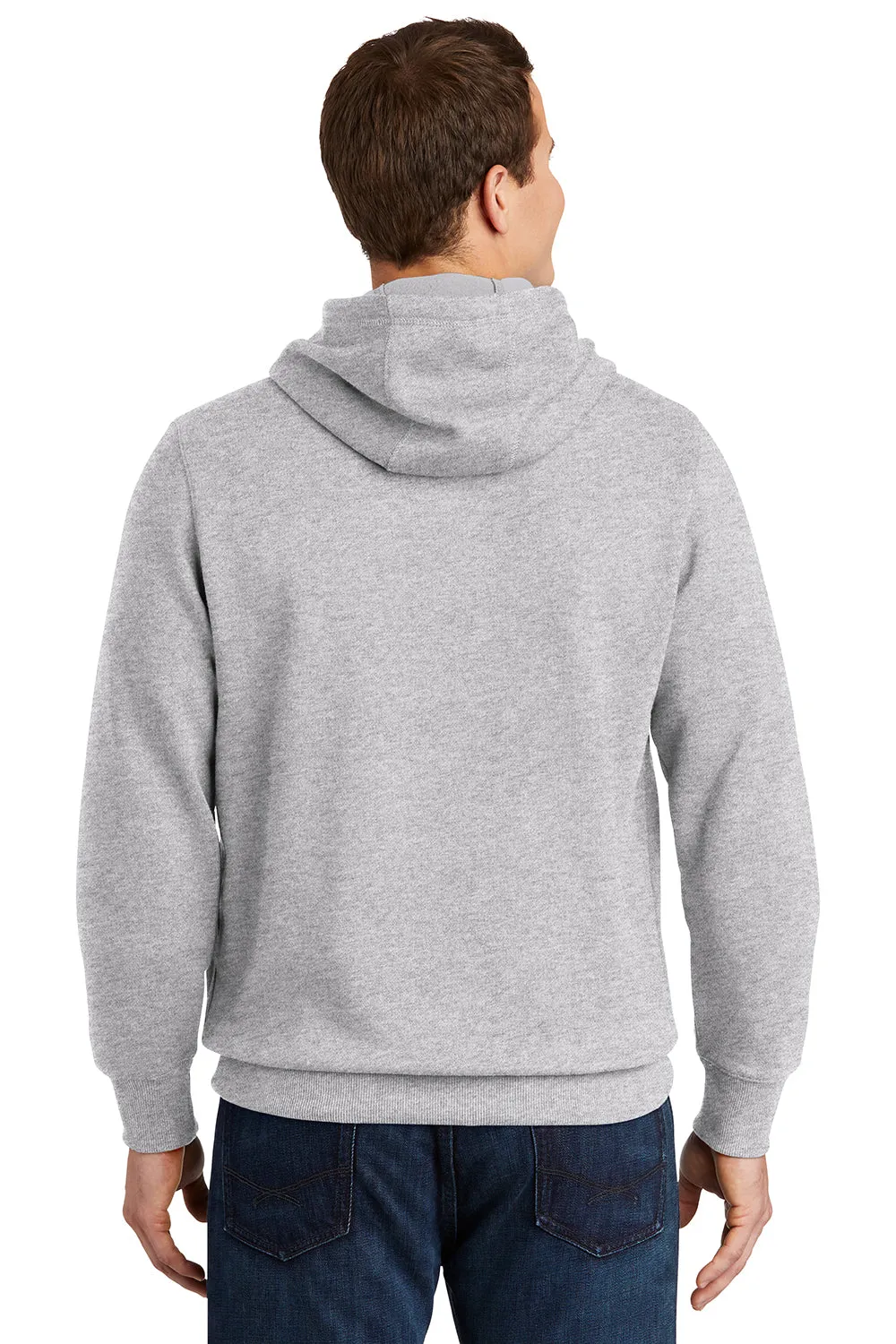 Sport-Tek Herren Fleece Kapuzenpullover mit Schrumpffestigkeit und Kangaroo-Tasche - Heather Grau