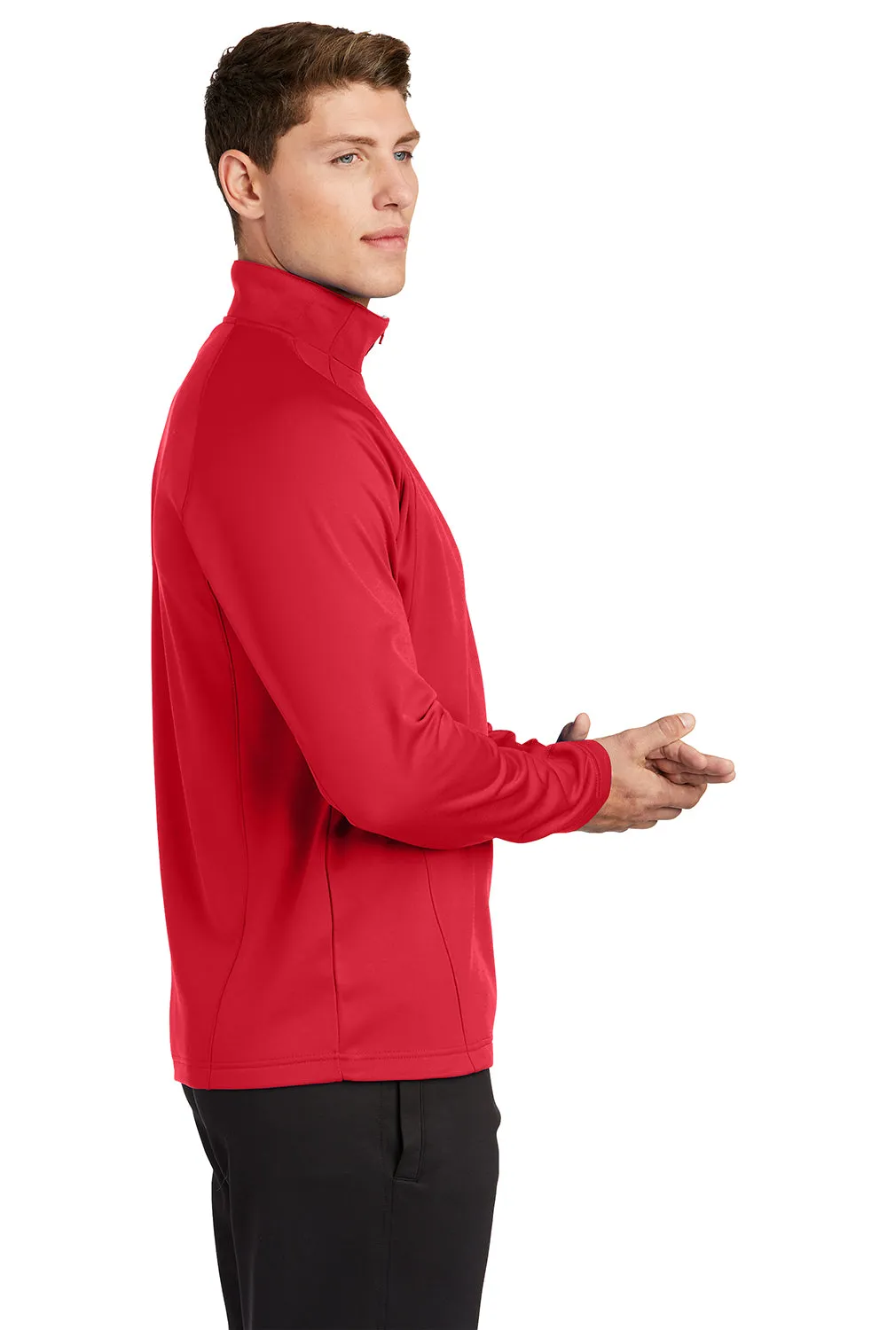 Sport-Tek Herren Sport-Wick Feuchtigkeitstransport Fleece 1/4 Zip Sweatshirt - Tiefrot/Silbergrau