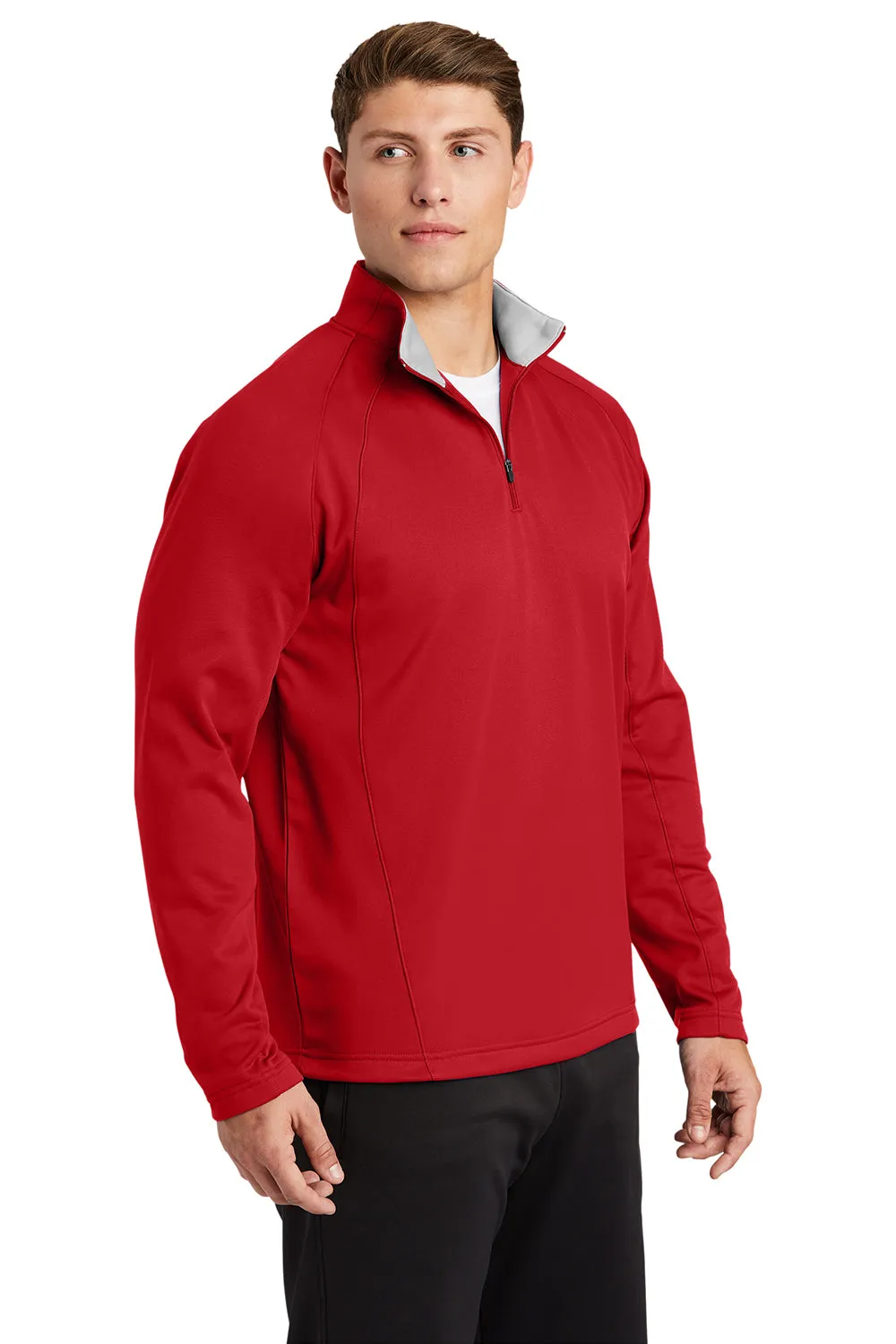 Sport-Tek Herren Sport-Wick Feuchtigkeitstransport Fleece 1/4 Zip Sweatshirt - Tiefrot/Silbergrau