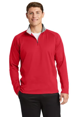 Sport-Tek Herren Sport-Wick Feuchtigkeitstransport Fleece 1/4 Zip Sweatshirt - Tiefrot/Silbergrau