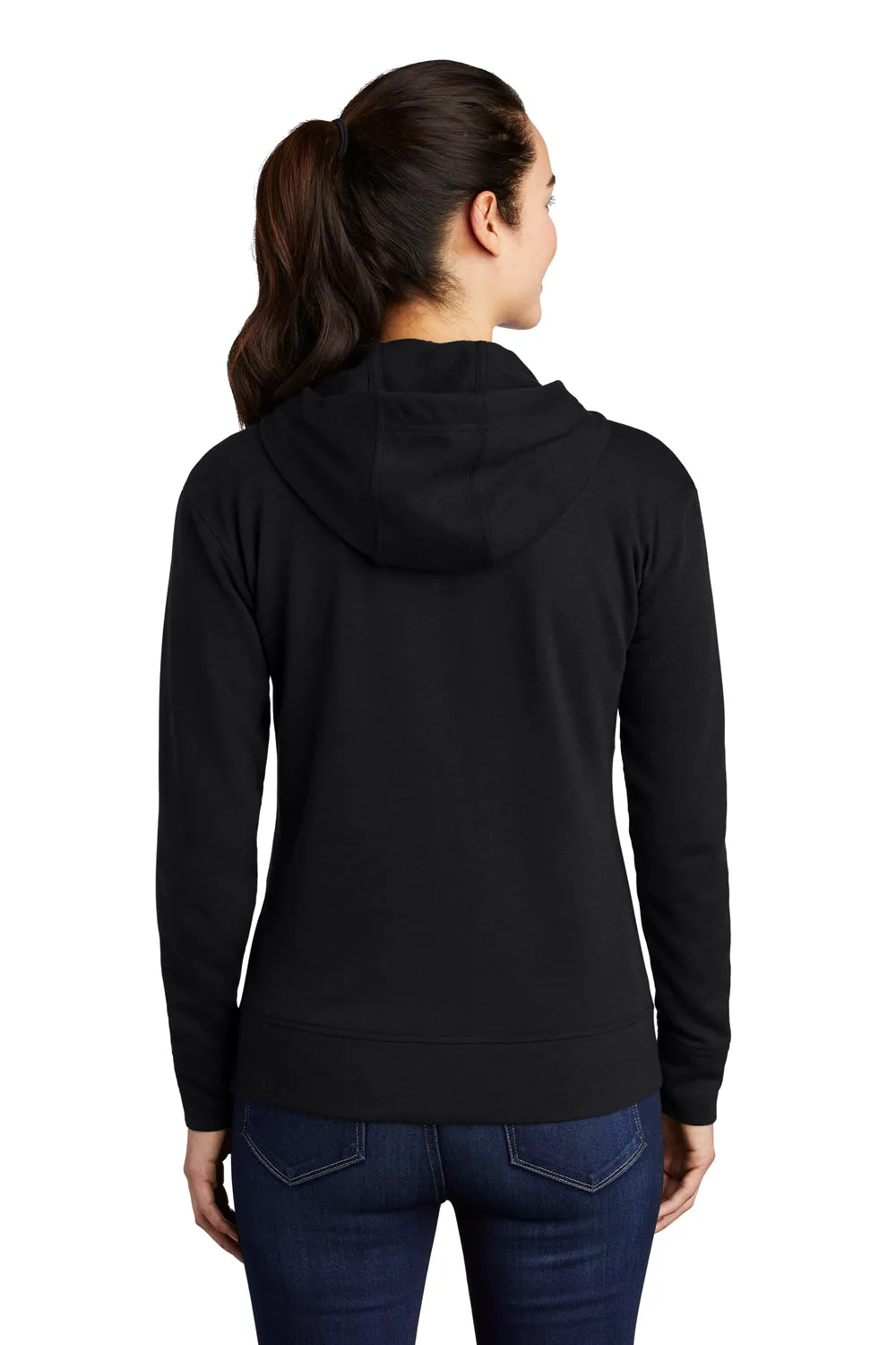 Sport-Tek Damen Feuchtigkeitstransportierende Fleece Kapuzenjacke mit Reißverschluss und Taschen - Schwarz
