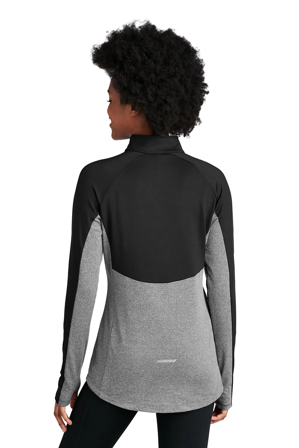 Sport-Tek Damen Sport-Wick Feuchtigkeitstransportierendes 1/4-Zip Sweatshirt - Schwarz/Heather Charcoal Grau