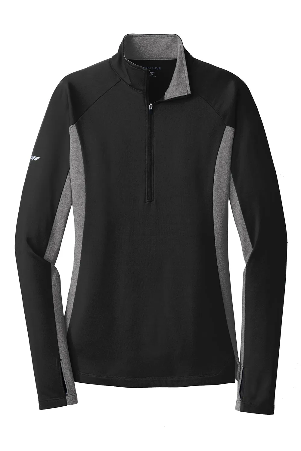 Sport-Tek Damen Sport-Wick Feuchtigkeitstransportierendes 1/4-Zip Sweatshirt - Schwarz/Heather Charcoal Grau