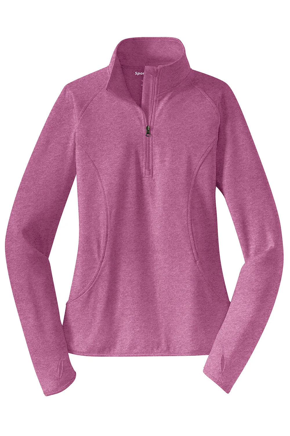 Sport-Tek Damen Sport-Wick Feuchtigkeitstransportierendes 1/4-Zip Sweatshirt mit Beuteltasche - Heather Pink Rush