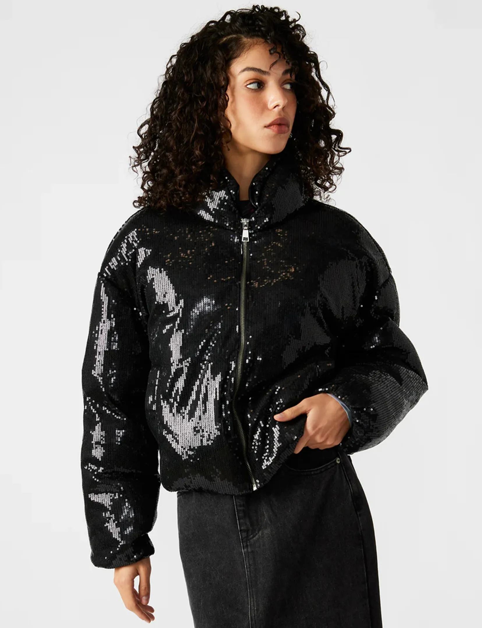 Stratton Steppjacke mit Pailletten, Schwarz Kleidung_steve-madden