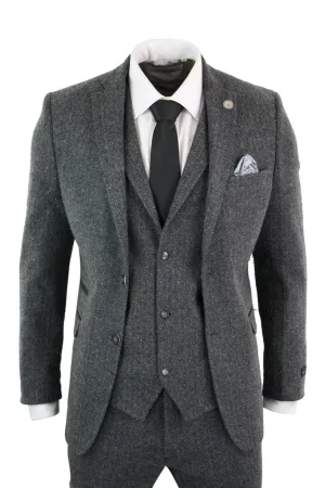 stz11 3-teiliger Tweed-Anzug Fischgrät
