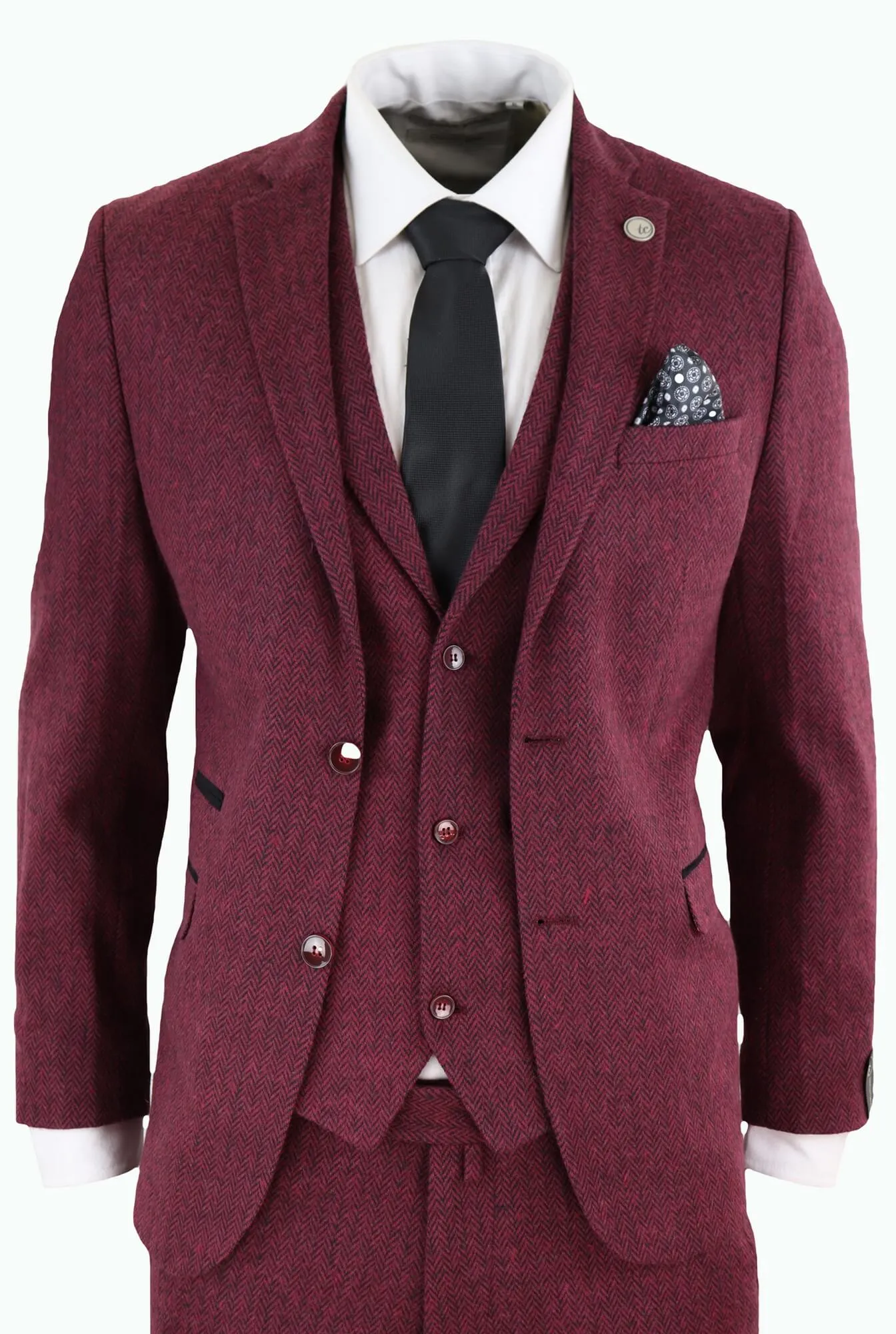 stz11 3-teiliger Tweed-Anzug Fischgrät