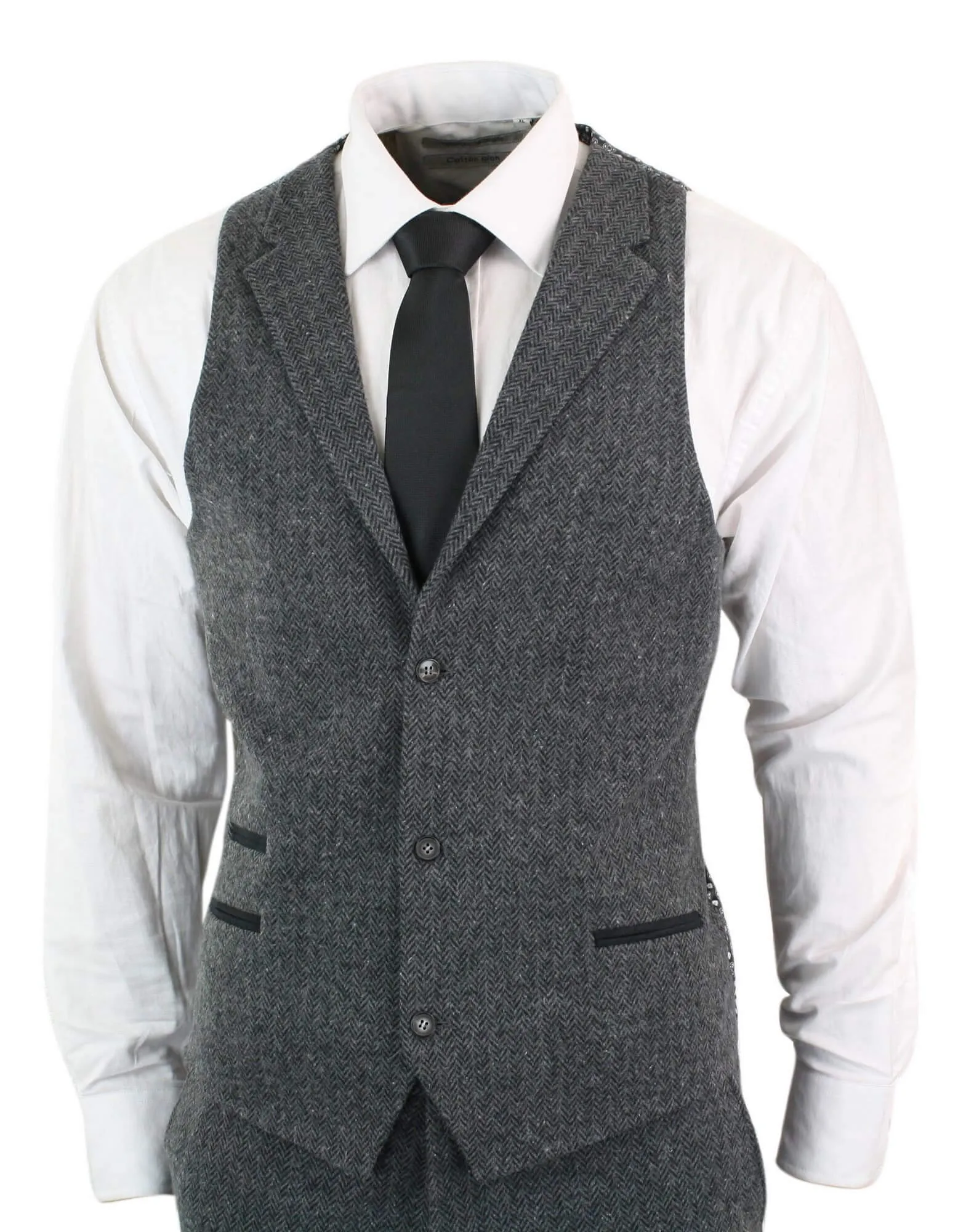 stz11 3-teiliger Tweed-Anzug Fischgrät