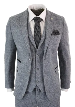 stz11 3-teiliger Tweed-Anzug Fischgrät