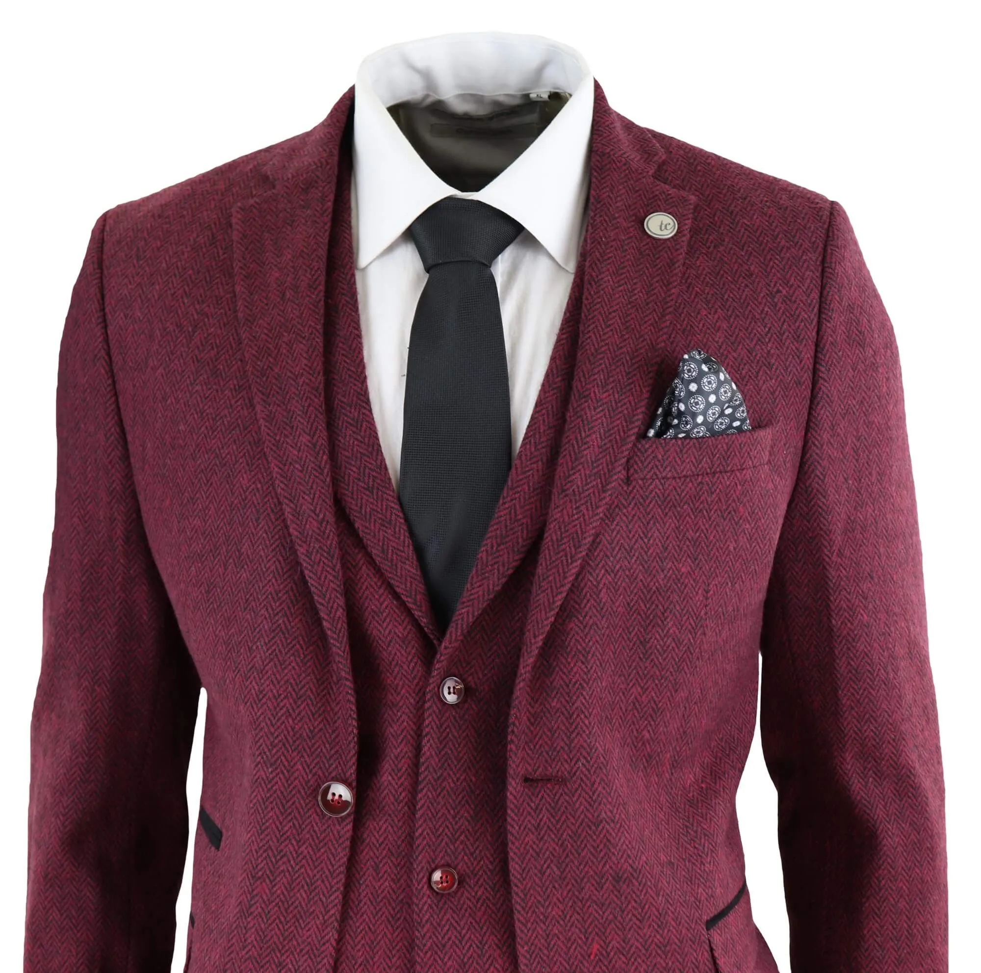 stz11 3-teiliger Tweed-Anzug Fischgrät