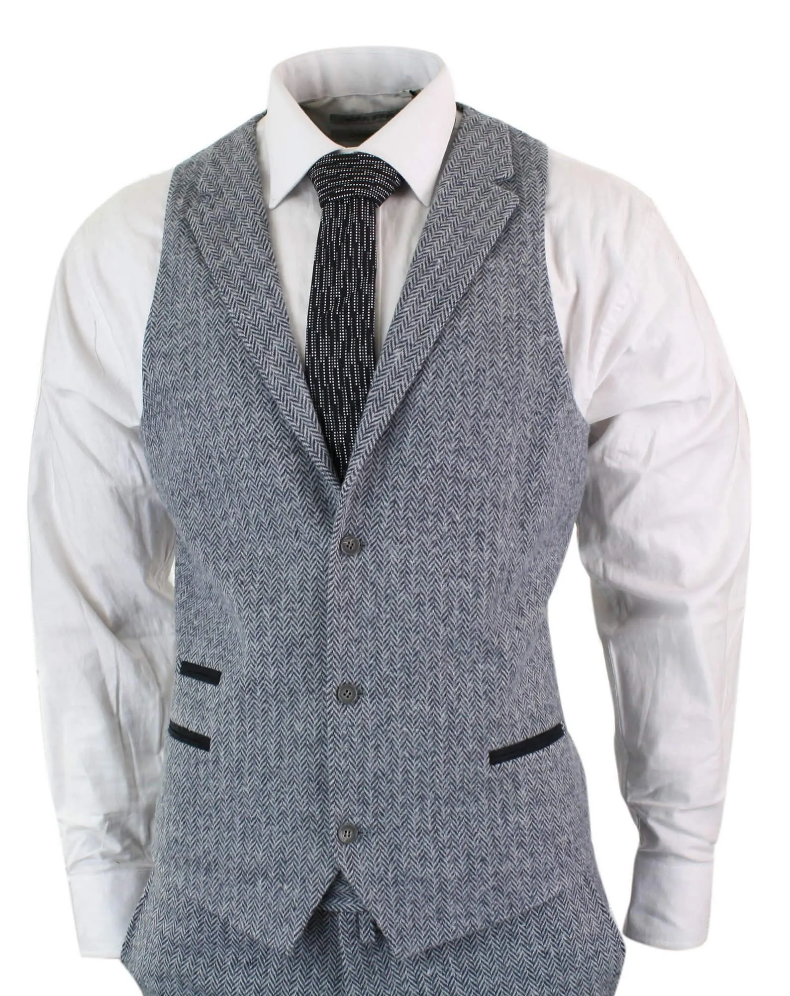 stz11 3-teiliger Tweed-Anzug Fischgrät