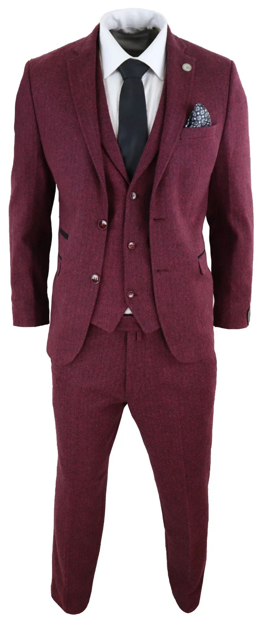 stz11 3-teiliger Tweed-Anzug Fischgrät