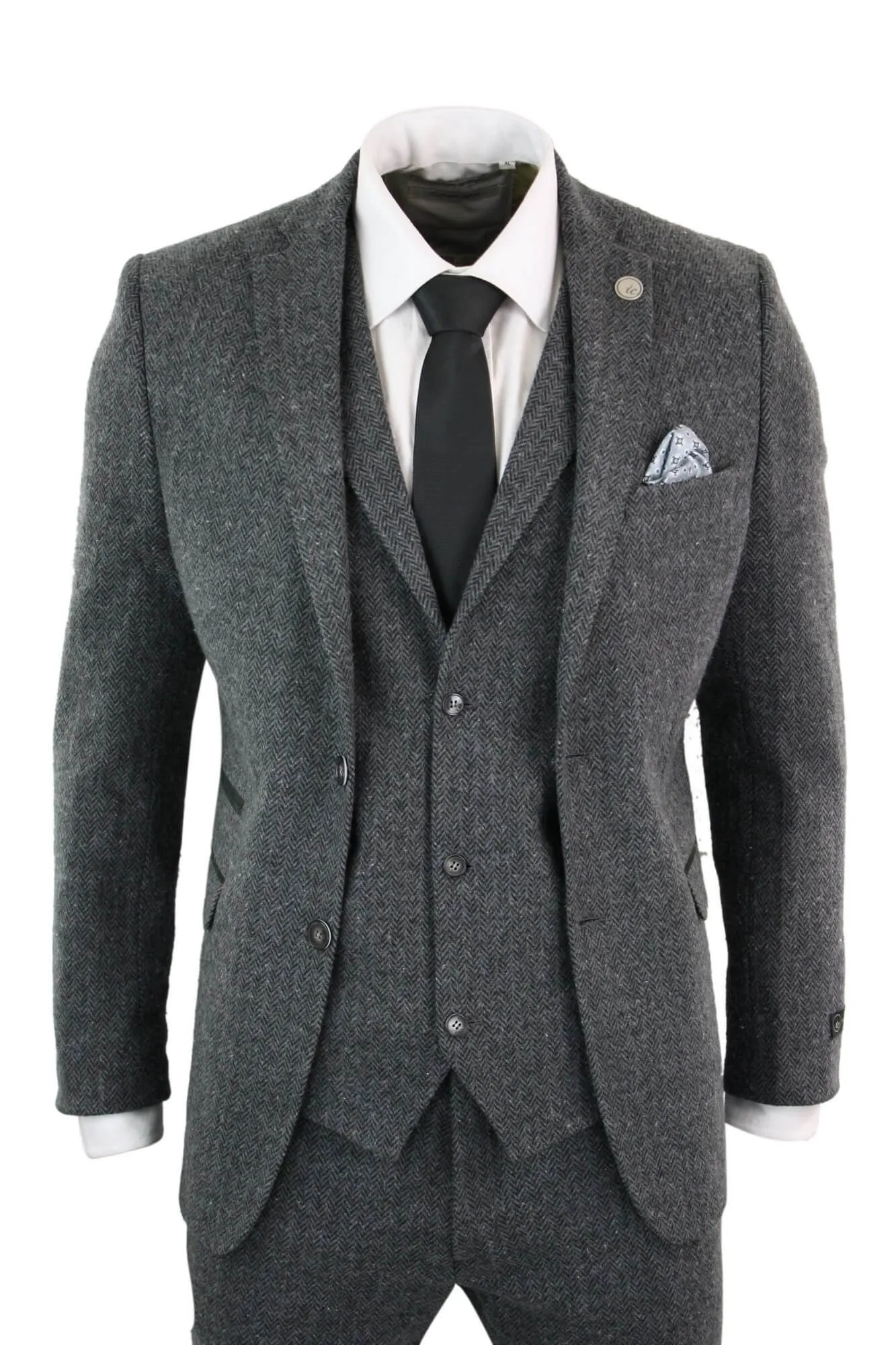 stz11 3-teiliger Tweed-Anzug Fischgrät