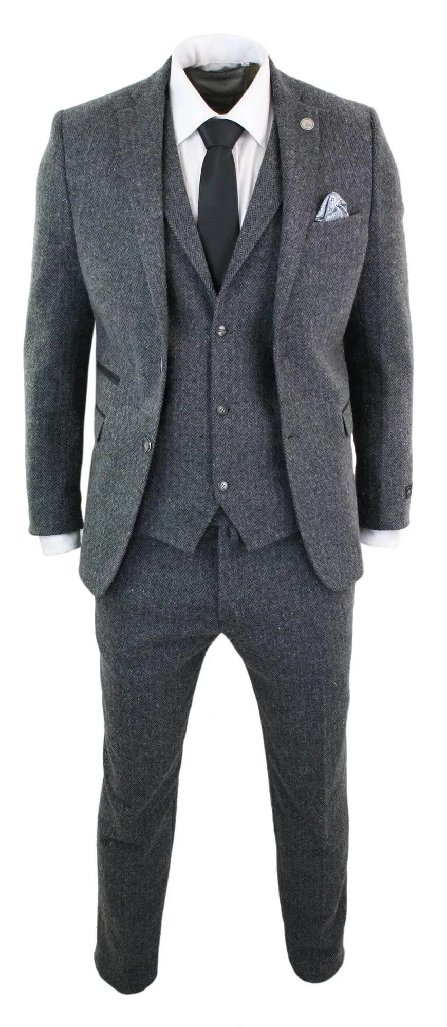 stz11 3-teiliger Tweed-Anzug Fischgrät