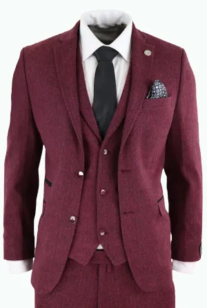 stz11 3-teiliger Tweed-Anzug Fischgrät