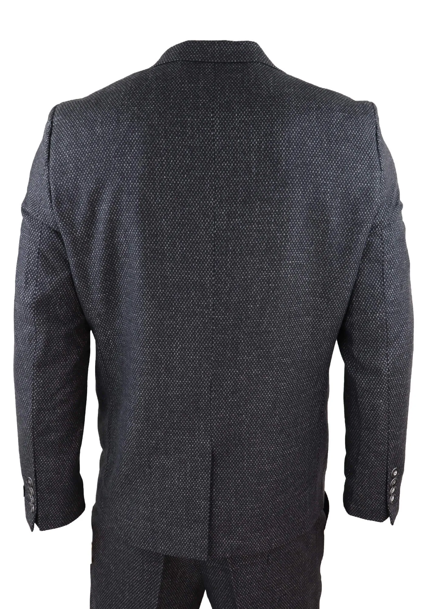 STZ14 Schwarzer Woll-Dreiteiler Tweed-Anzug