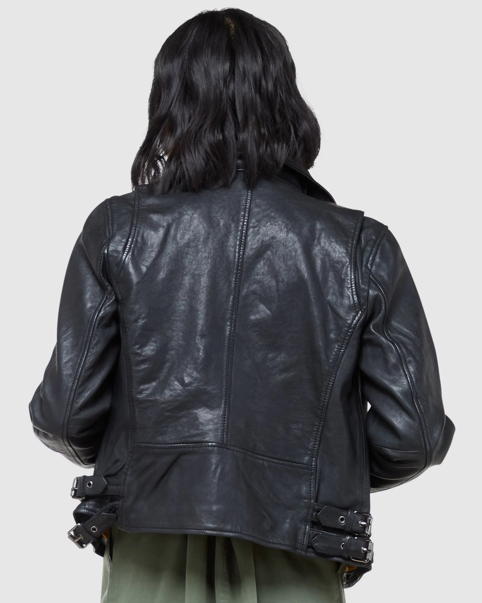 Superdry Clothing Klassische Leder-Bikerjacke | Schwarz