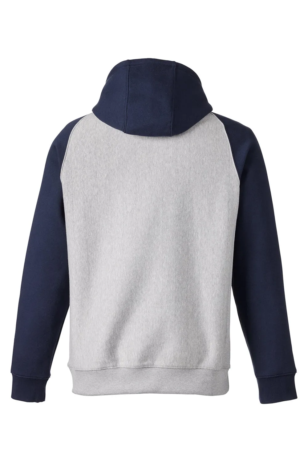 Team 365 Herren Zone HydroSport wasserabweisende Colorblock Kapuzenpullover Hoodie mit Beuteltasche - Heather Grau/Dunkelblau