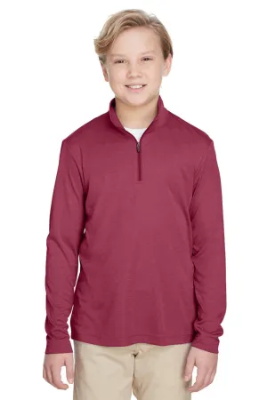 Team 365 Youth Zone Sonic Performance Feuchtigkeitstransportierendes 1/4-Zip Sweatshirt - Heather Maroon