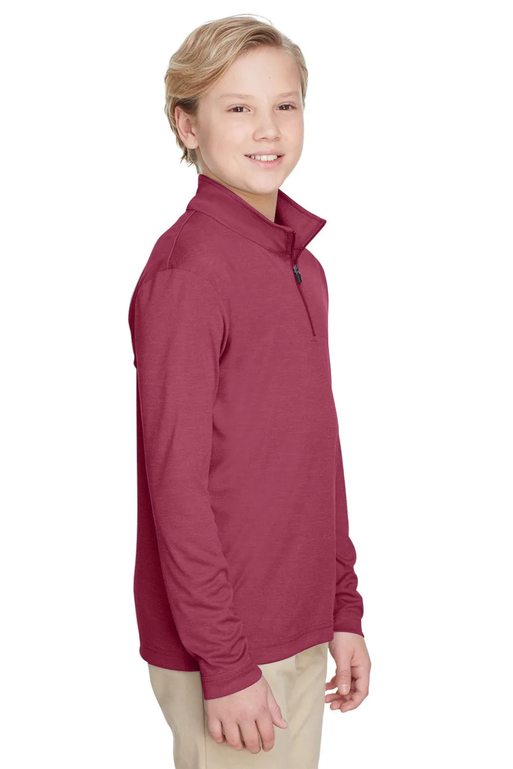 Team 365 Youth Zone Sonic Performance Feuchtigkeitstransportierendes 1/4-Zip Sweatshirt - Heather Maroon