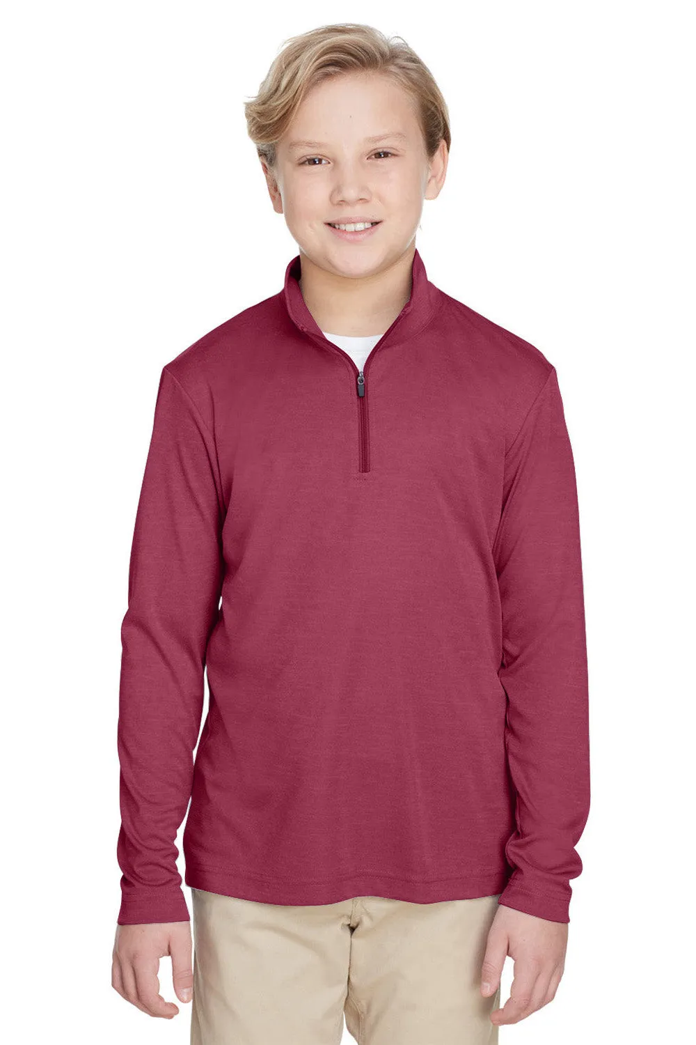Team 365 Youth Zone Sonic Performance Feuchtigkeitstransportierendes 1/4-Zip Sweatshirt - Heather Maroon