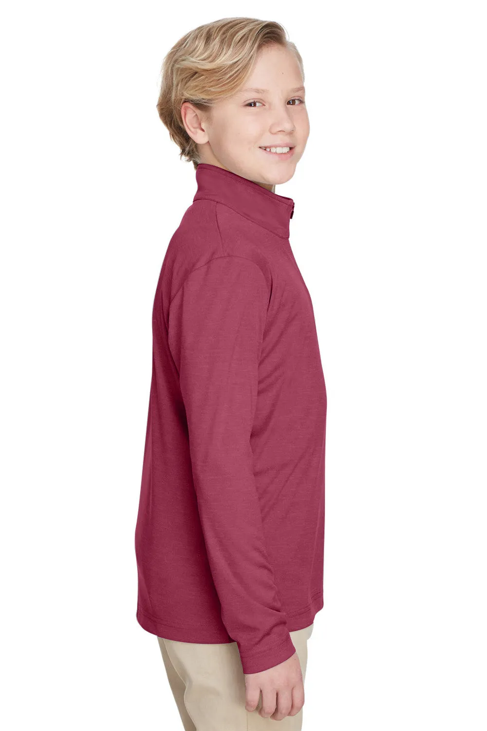 Team 365 Youth Zone Sonic Performance Feuchtigkeitstransportierendes 1/4-Zip Sweatshirt - Heather Maroon