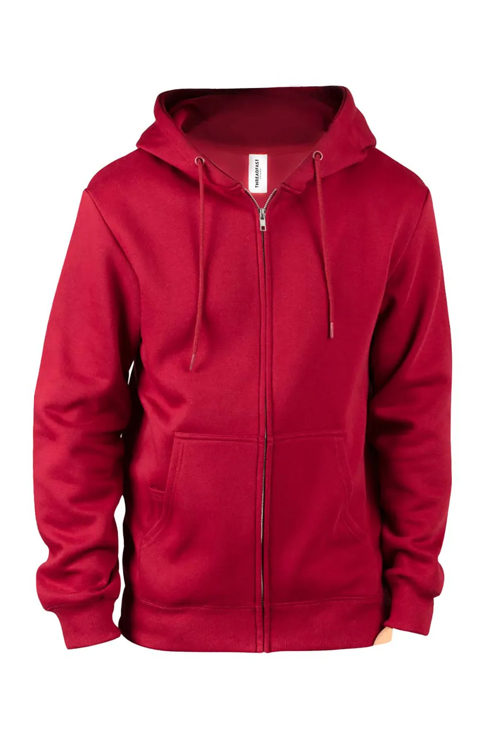 Threadfast Apparel Herren Ultimate Fleece Full-Zip Kapuzenpullover mit Taschen - Burgunder