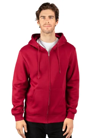 Threadfast Apparel Herren Ultimate Fleece Full-Zip Kapuzenpullover mit Taschen - Burgunder