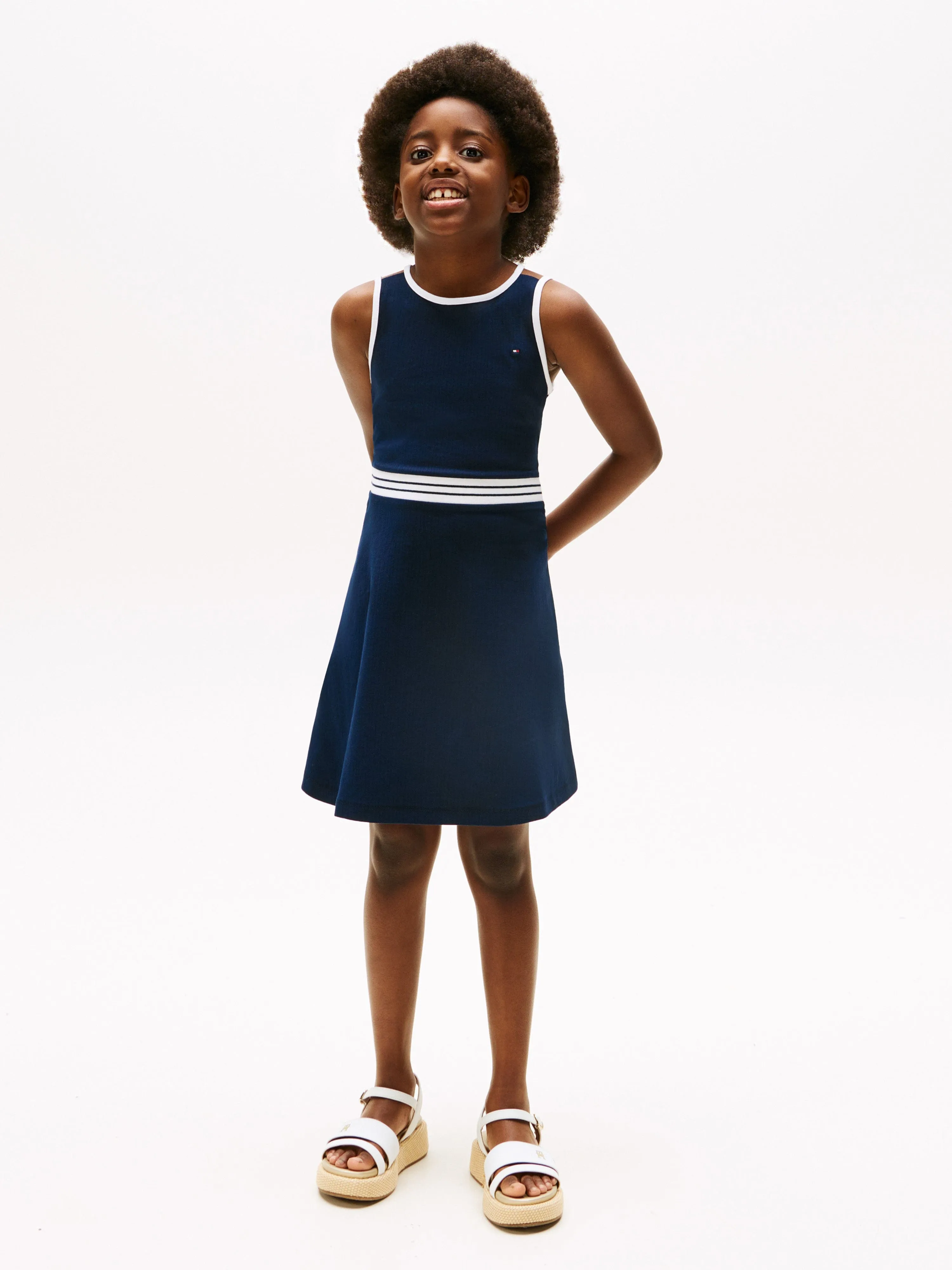 Tommy Hilfiger Mädchen Kontrastbesatz Skaterkleid in Marine