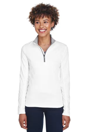 UltraClub Damen Cool & Dry Feuchtigkeitstransportierendes 1/4-Zip Sweatshirt mit Tasche - Weiß