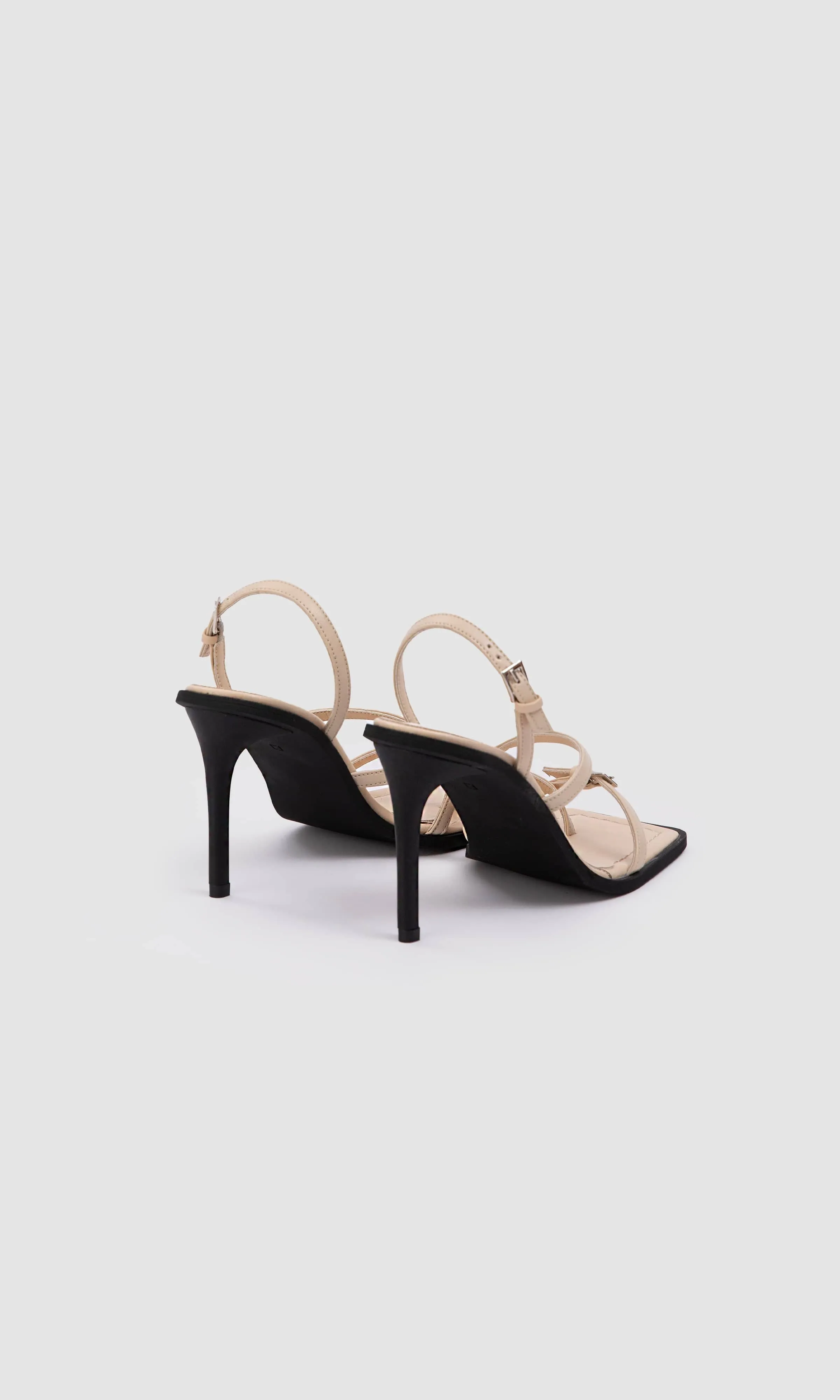Vicki Vegan Apfel-Leder High-Heel Sandalen | Creme