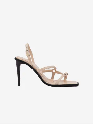 Vicki Vegan Apfel-Leder High-Heel Sandalen | Creme
