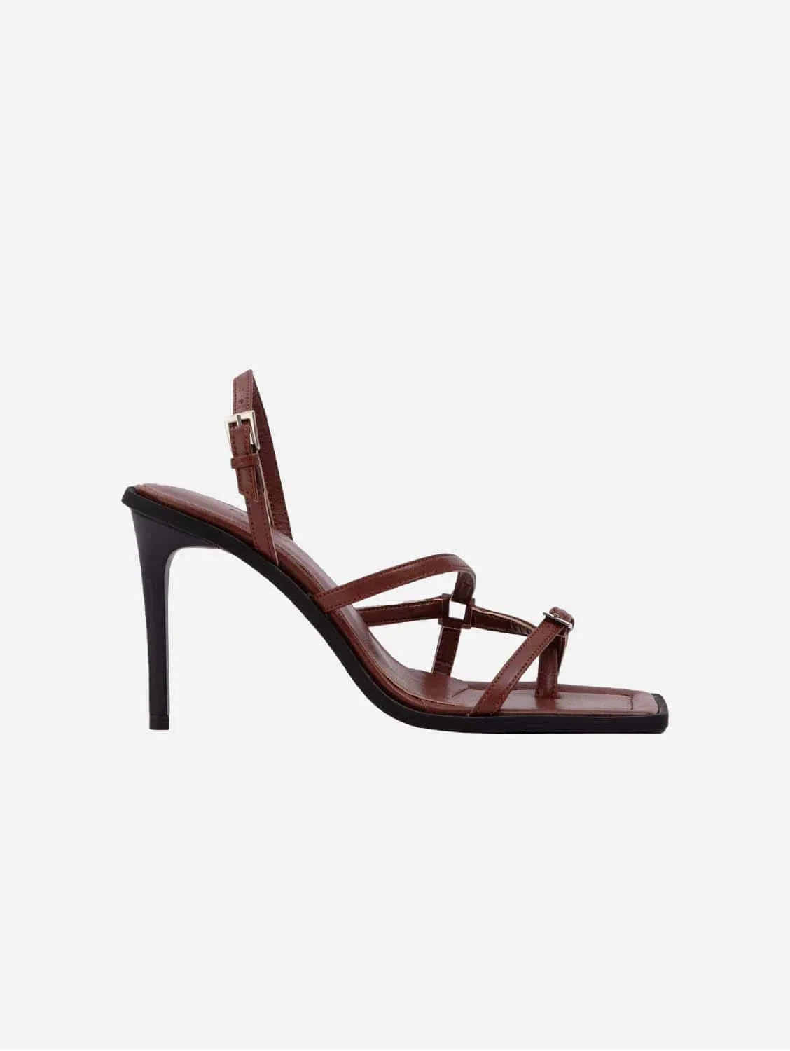 Vicki Vegan Olivenleder High-Heel Sandalen | Braun