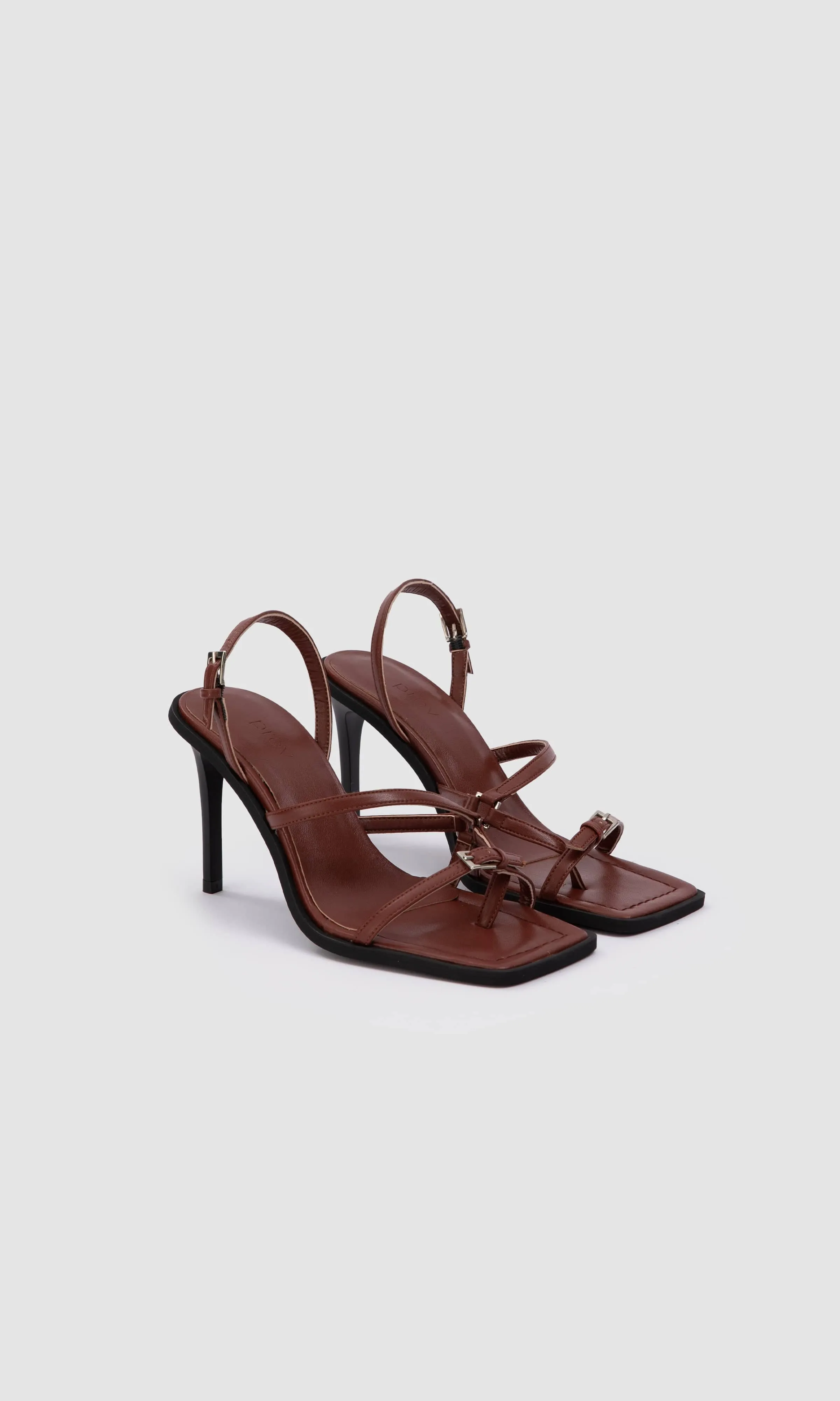 Vicki Vegan Olivenleder High-Heel Sandalen | Braun