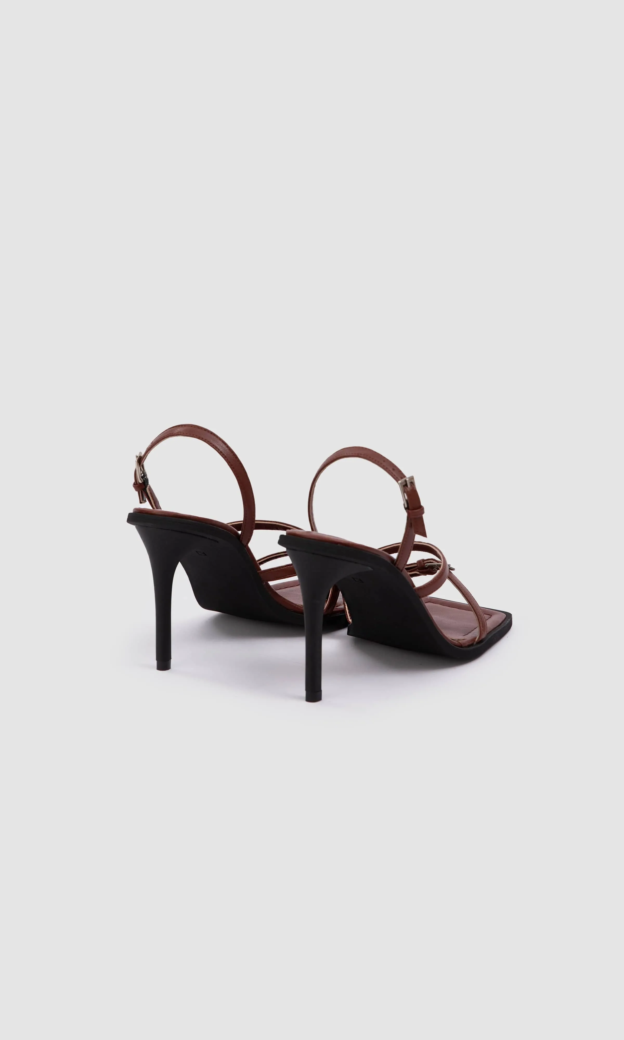 Vicki Vegan Olivenleder High-Heel Sandalen | Braun