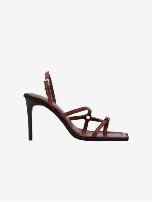 Vicki Vegan Olivenleder High-Heel Sandalen | Braun