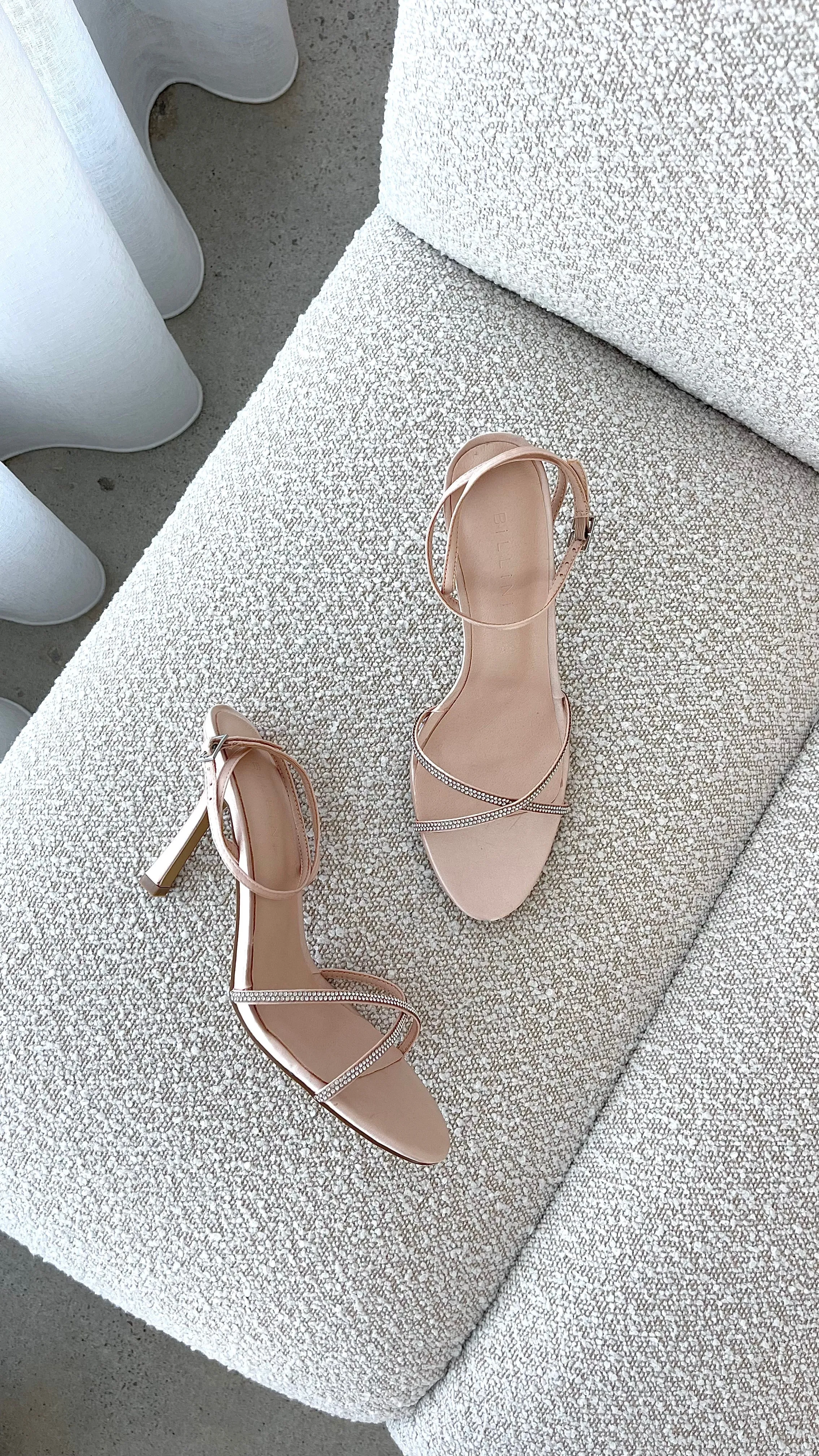 Vixin High Heels - Champagner Satin mit Diamantbesatz