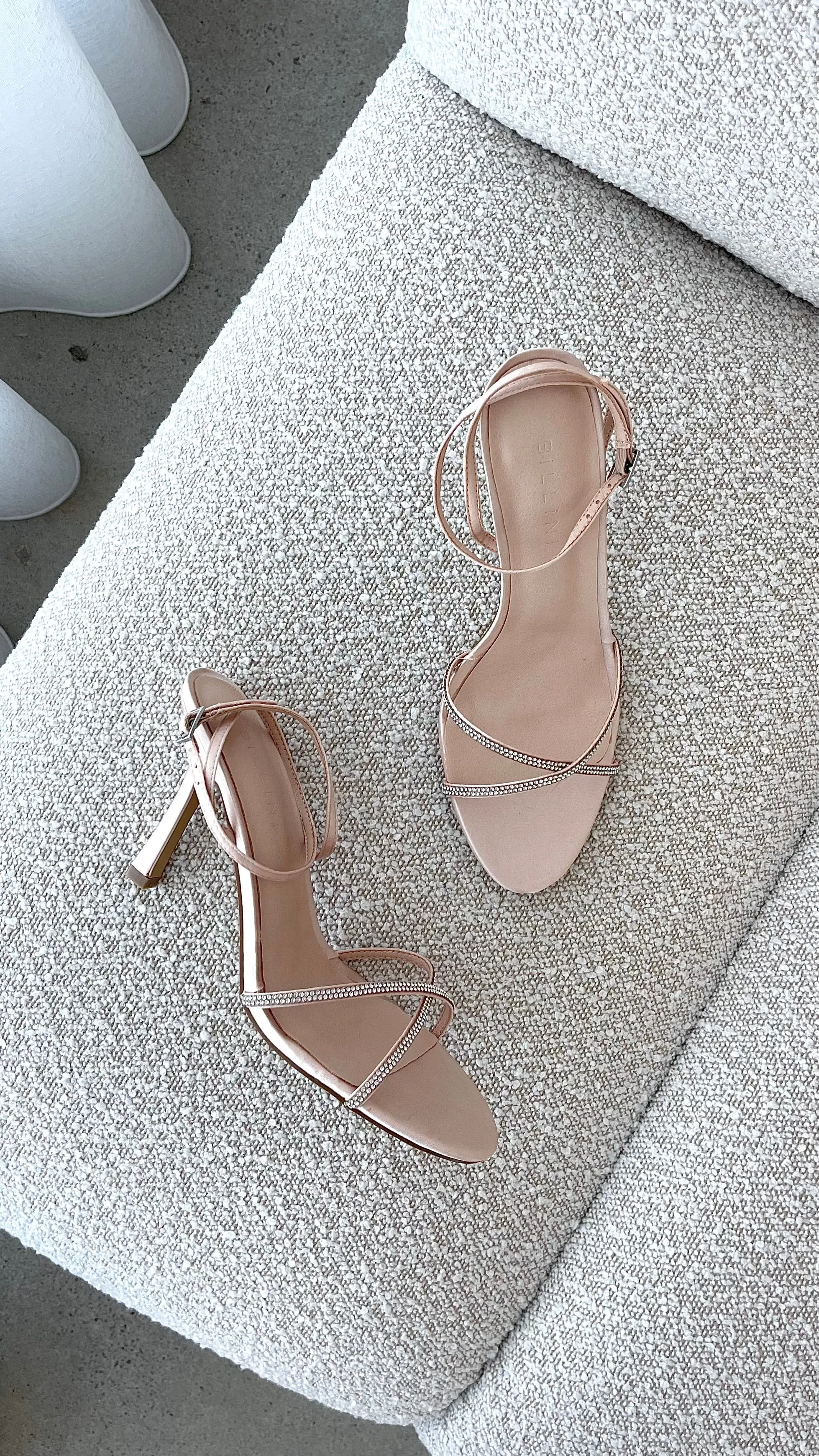 Vixin High Heels - Champagner Satin mit Diamantbesatz